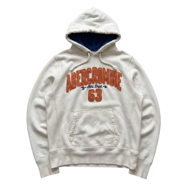 Abercrombie & Fitch Bluza Hoodie Kremowa XL Vintage Streetwear - widok ogólny przód vintage