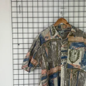 Abstract Koszula Hawajska Print L Vintage Retro Streetwear - zdjęcie 4