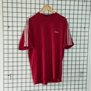 Adidas Koszulka T-shirt Czerwona L Vintage Retro Streetwear - zdjęcie 3