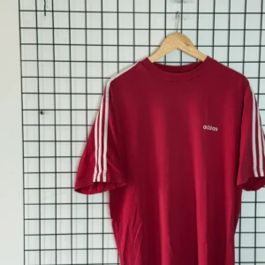 Adidas Koszulka T-shirt Czerwona L Vintage Retro Streetwear - zdjęcie 4