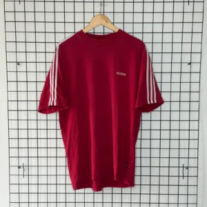 Adidas Koszulka T-shirt Czerwona L Vintage Retro Streetwear - zdjęcie 2