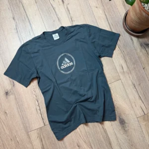 Adidas Koszulka z Nadrukiem Szara L Vintage Streetwear - zdjęcie 3