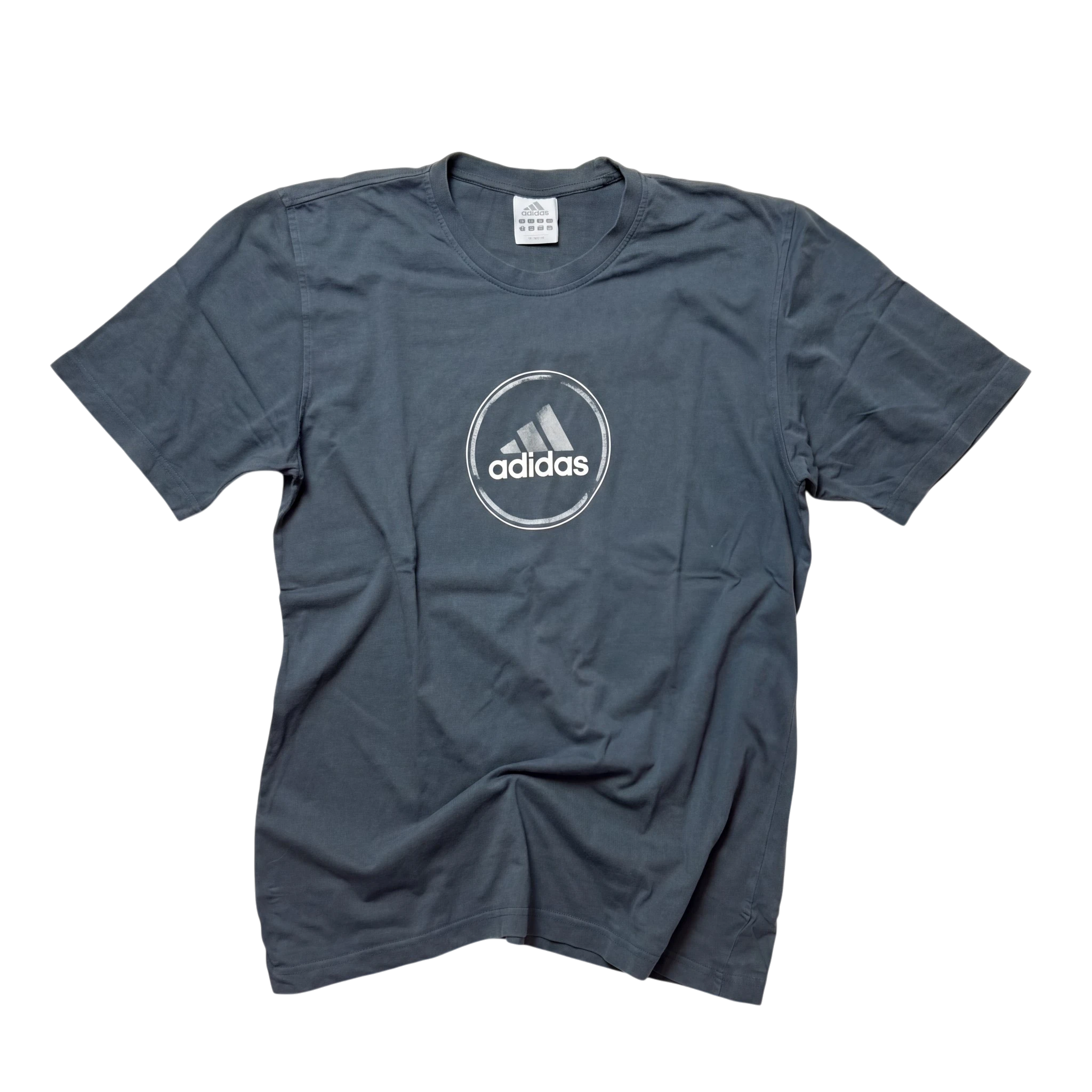 Adidas Koszulka z Nadrukiem Szara L Vintage Streetwear - widok ogólny przód vintage