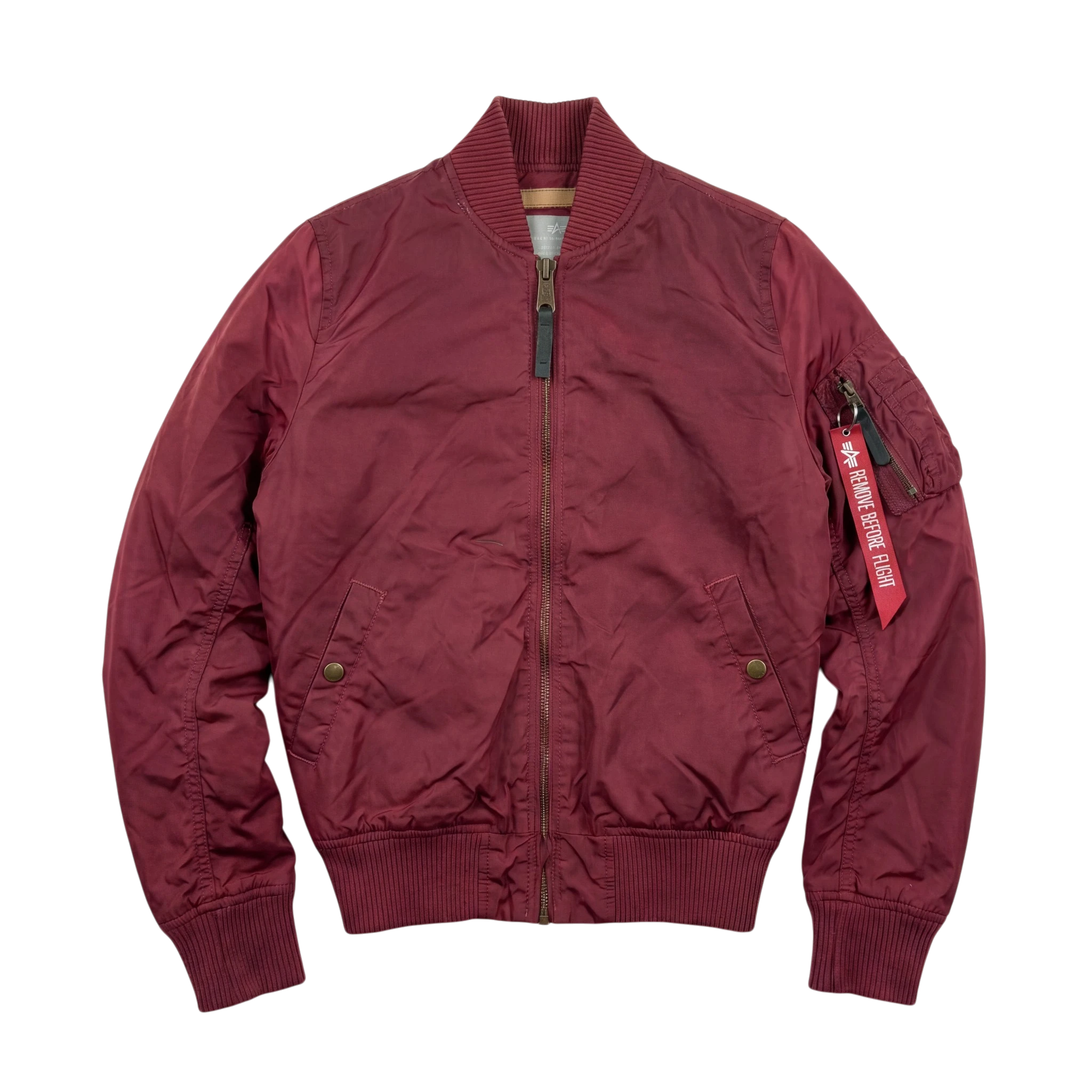 Alpha Industries Kurtka Bomberka Bordowa S Vintage Retro - widok ogólny przód vintage