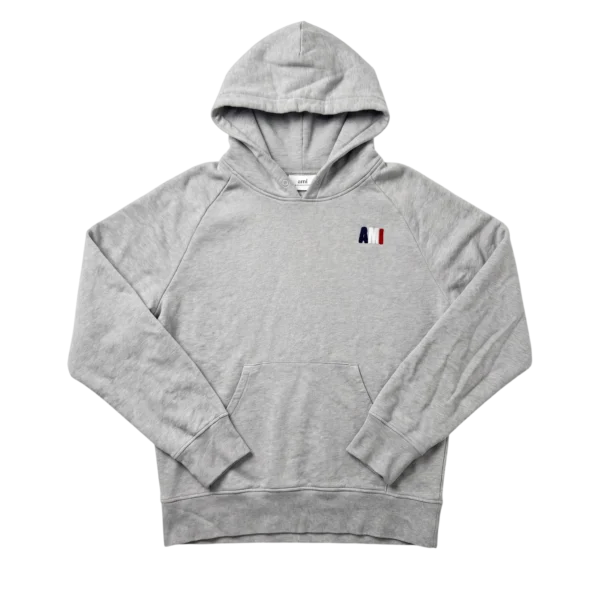 Ami Paris Bluza z Kapturem Szara L Vintage Streetwear - widok ogólny przód vintage