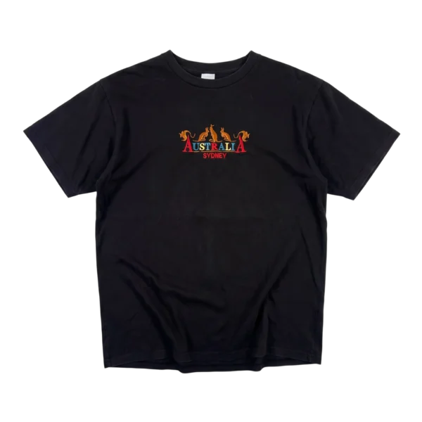 Australia Koszulka z Haftem Czarna L Vintage Streetwear - widok ogólny przód vintage