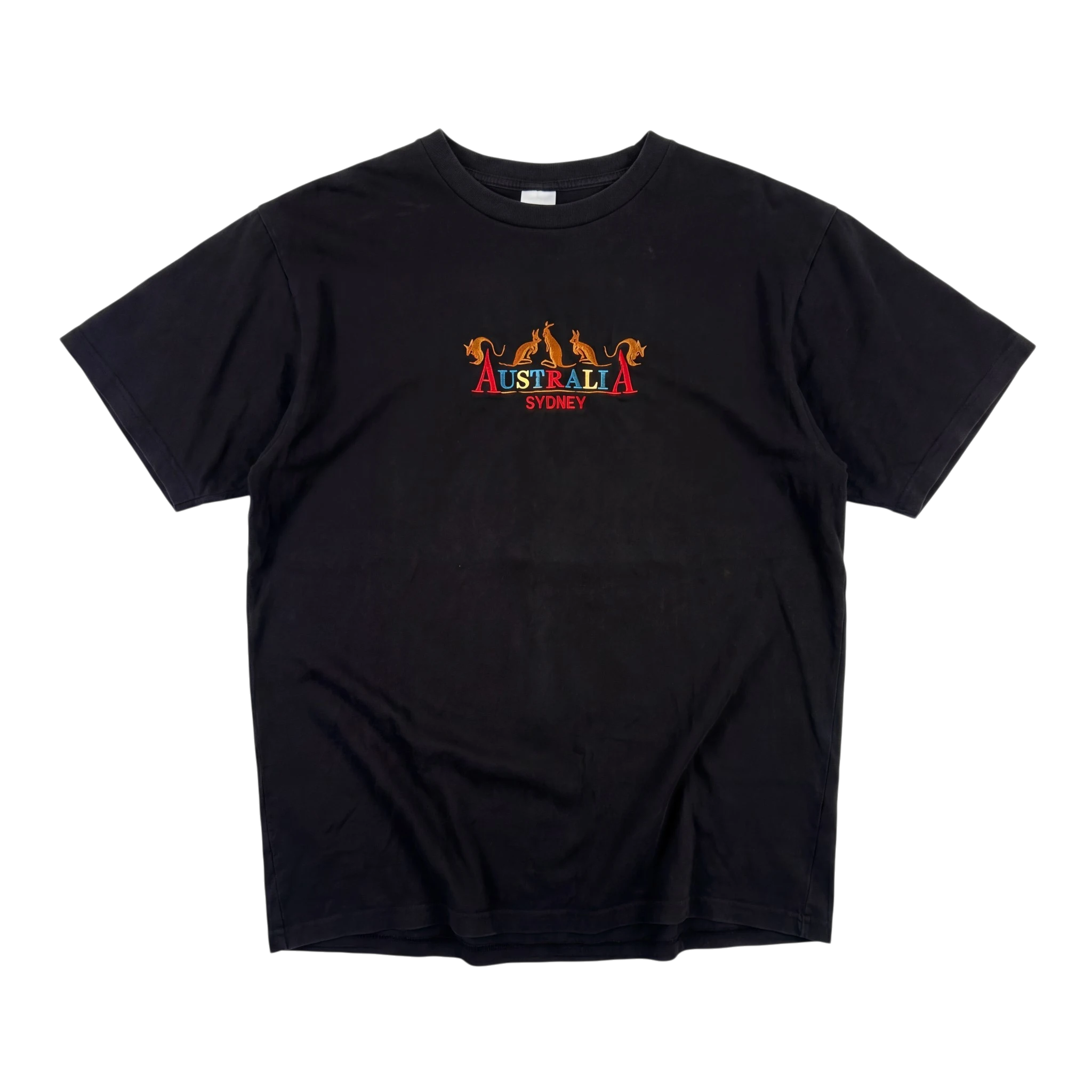 Australia Koszulka z Haftem Czarna L Vintage Streetwear - widok ogólny przód vintage