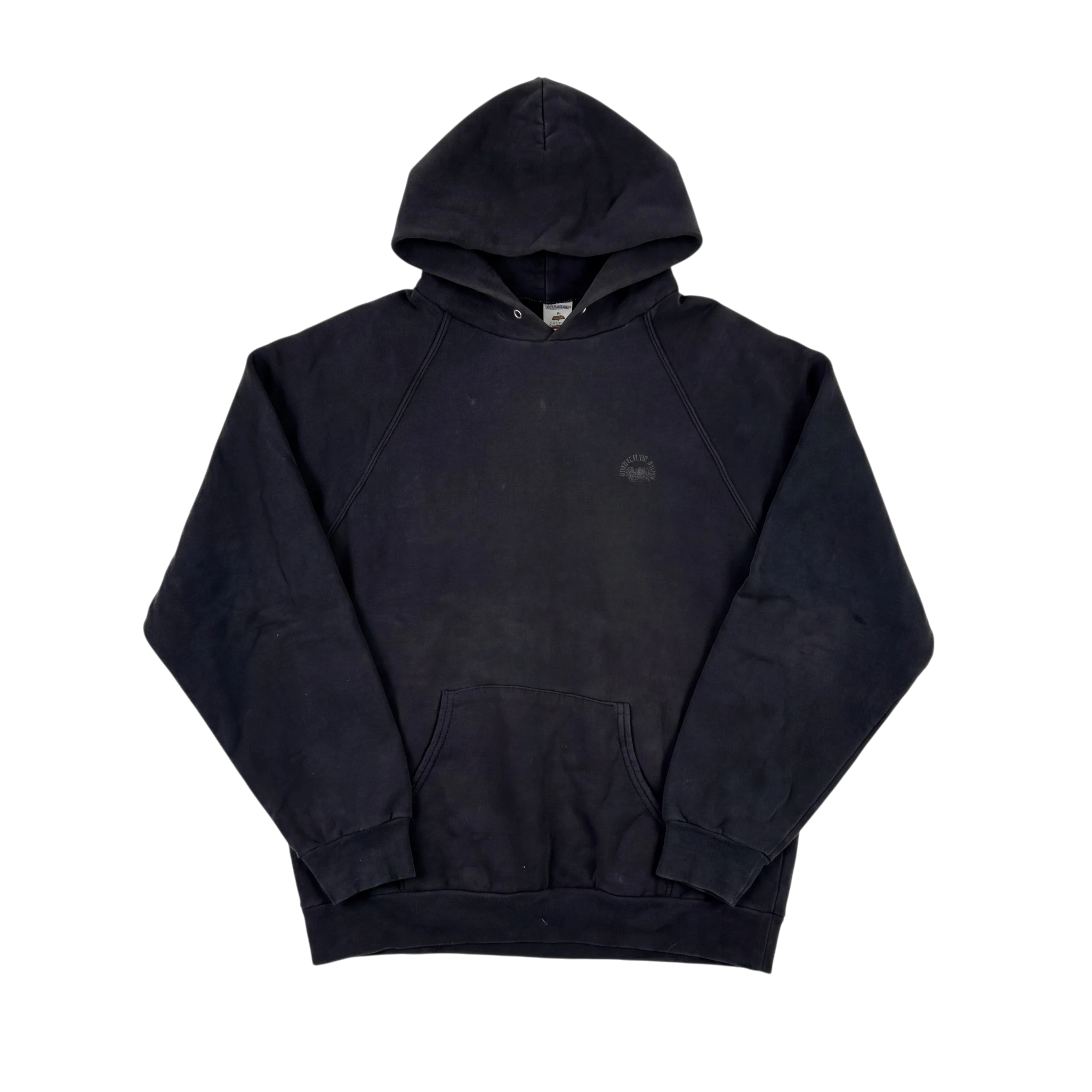Blank Bluza Hoodie Sunfaded Czarna L Vintage Streetwear - widok ogólny przód vintage