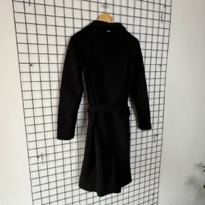 Boss Płaszcz Czarny z Paskiem 38 Vintage Retro Streetwear - zdjęcie 3