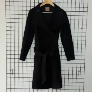 Boss Płaszcz Czarny z Paskiem 38 Vintage Retro Streetwear - zdjęcie 2