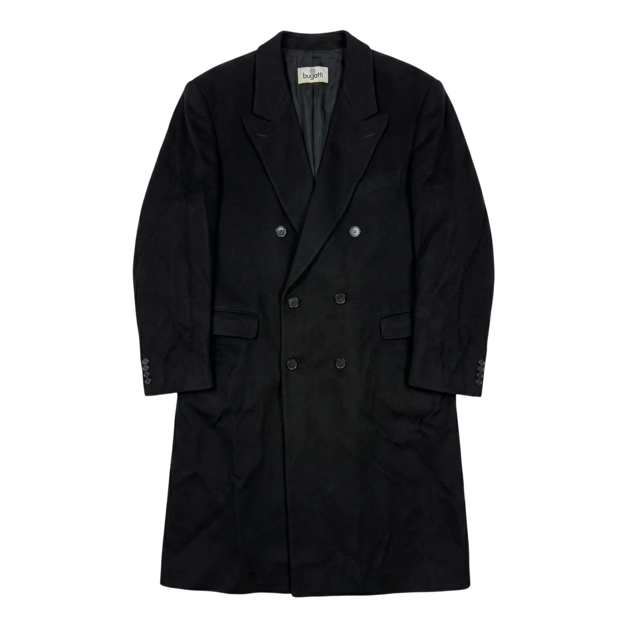 Bugatti Płaszcz Męski Czarny Rozmiar L Vintage Retro Streetwear - widok ogólny przód vintage