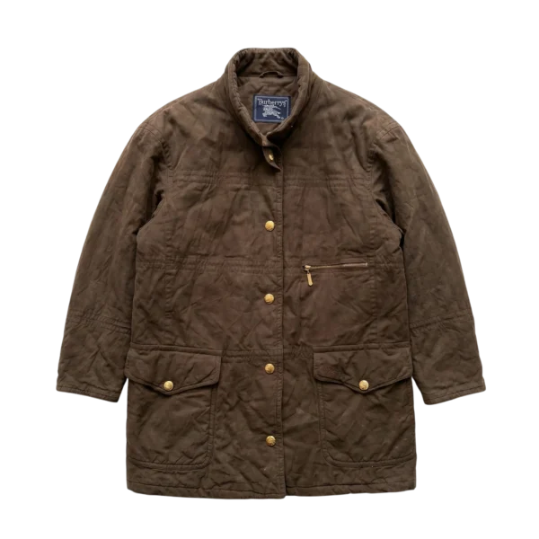 Burberry Kurtka Pikowana Brązowa M Vintage Streetwear - widok ogólny przód vintage