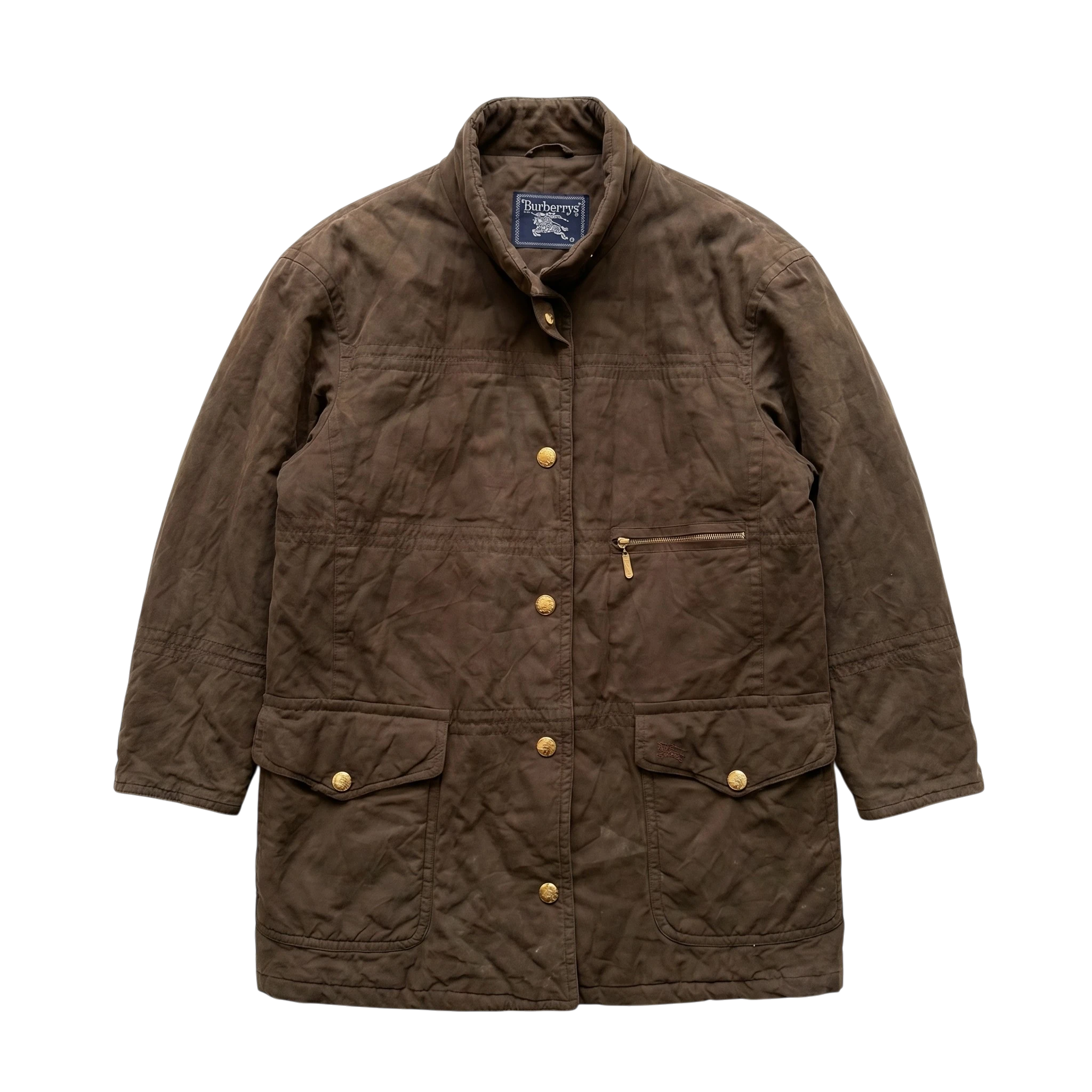 Burberry Kurtka Pikowana Brązowa M Vintage Streetwear - widok ogólny przód vintage