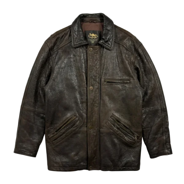 Camel Active Kurtka Skórzana Owcza Brązowa L Vintage Retro - widok ogólny przód vintage