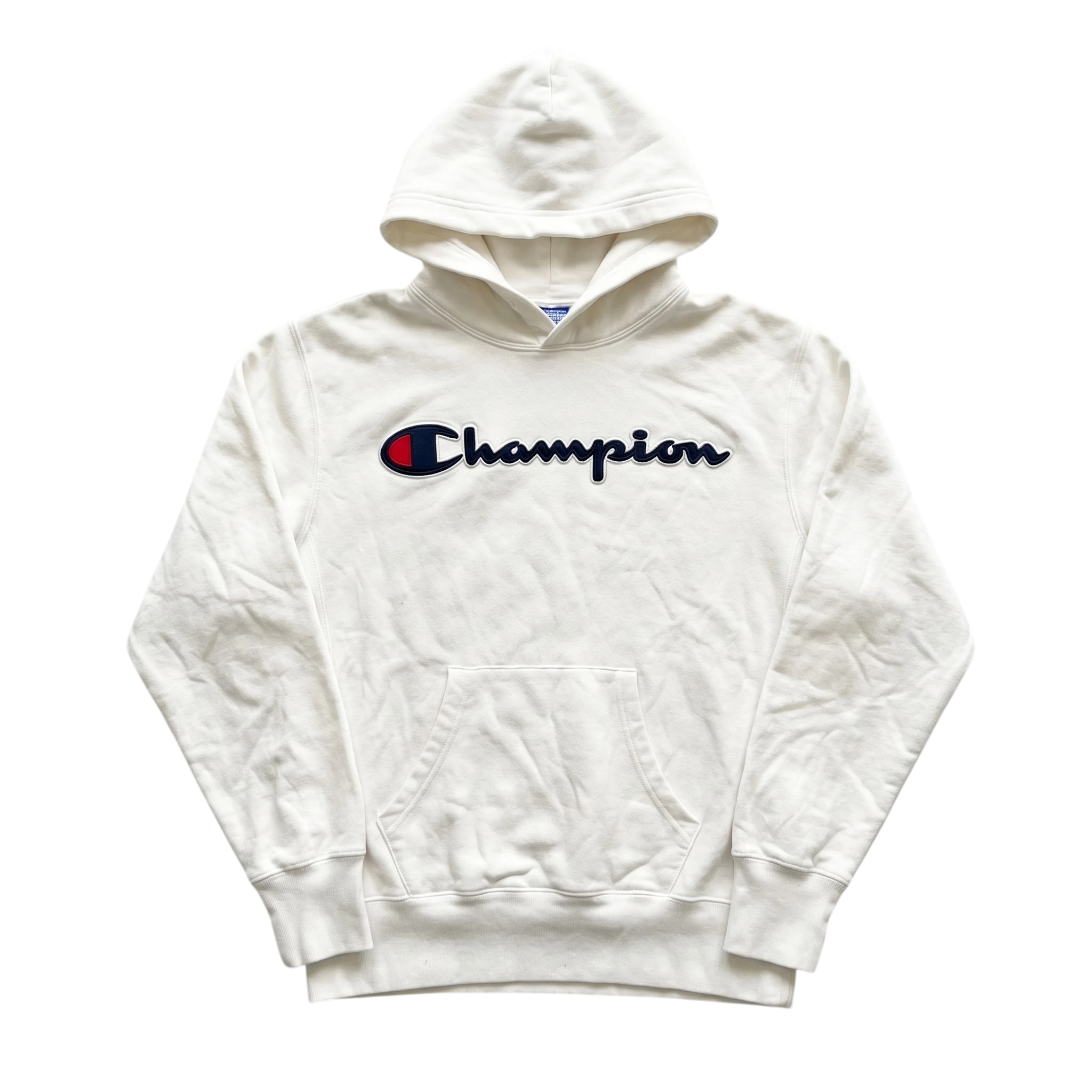 Champion Bluza z Kapturem Biała M Vintage Streetwear - widok ogólny przód vintage