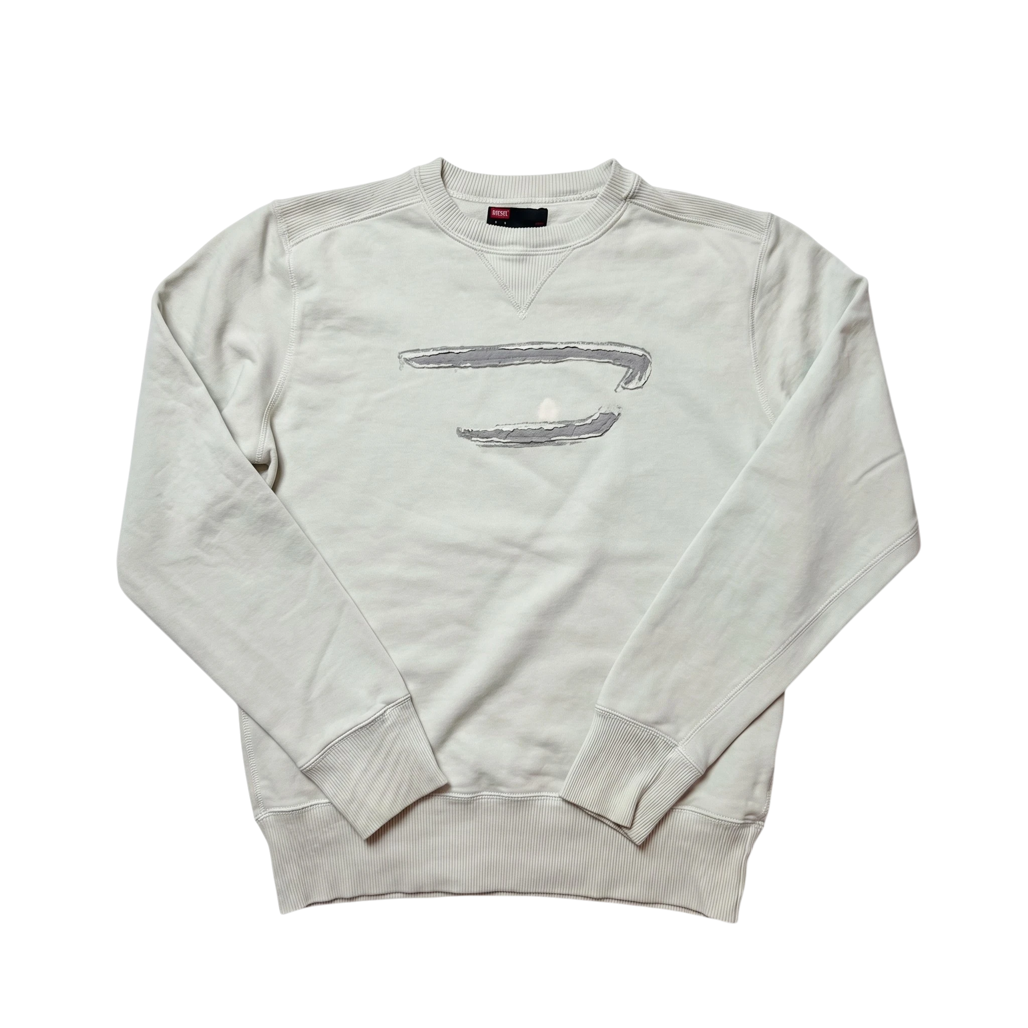 Diesel Bluza Beżowa Crewneck Haft L Vintage Streetwear - widok ogólny przód vintage