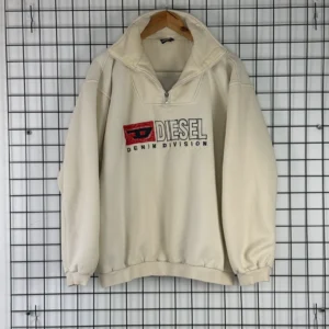 Diesel Bluza Half ZIP Retro Kremowa XL Vintage Streetwear - zdjęcie 2