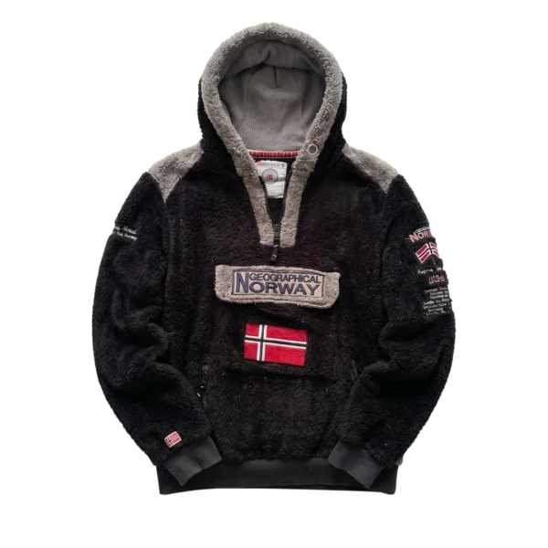 Geographical Norway Bluza Hoodie Polarowa M Vintage Retro - widok ogólny przód vintage