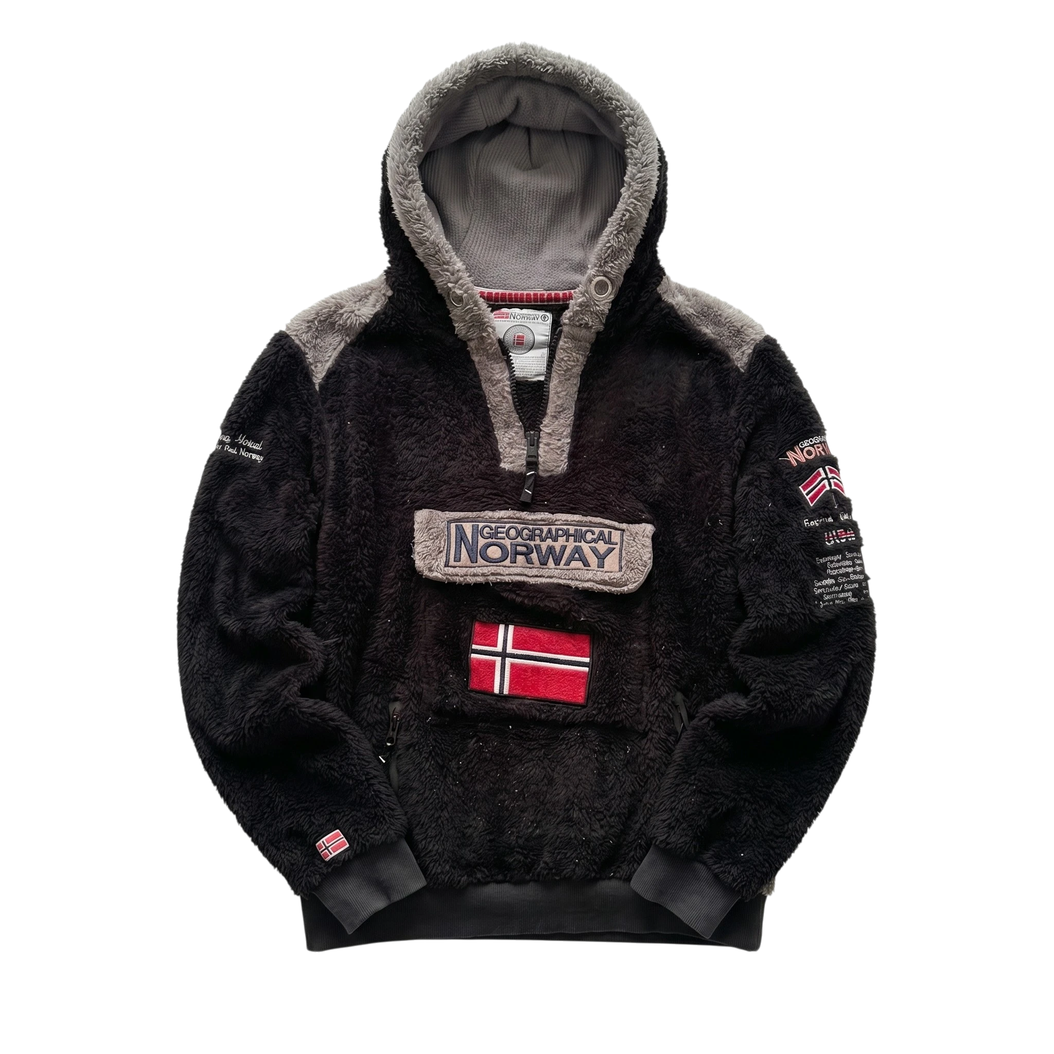 Geographical Norway Bluza Hoodie Polarowa M Vintage Retro - widok ogólny przód vintage