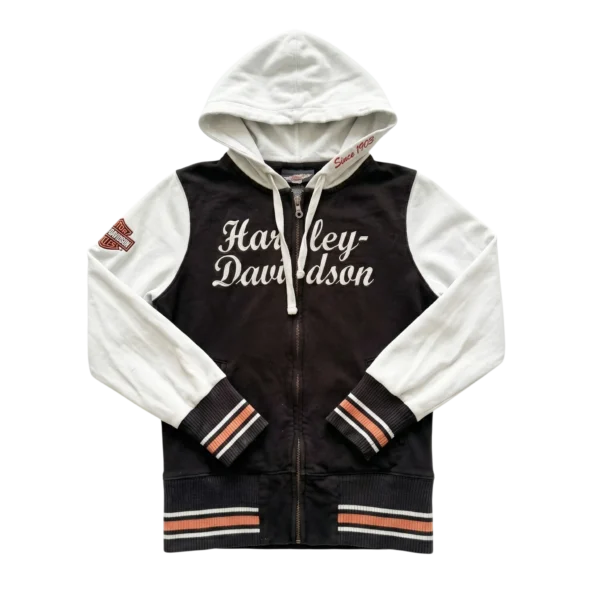 Harley Davidson Bluza Damska Zapinana Biało-Czarna S Vintage - widok ogólny przód vintage