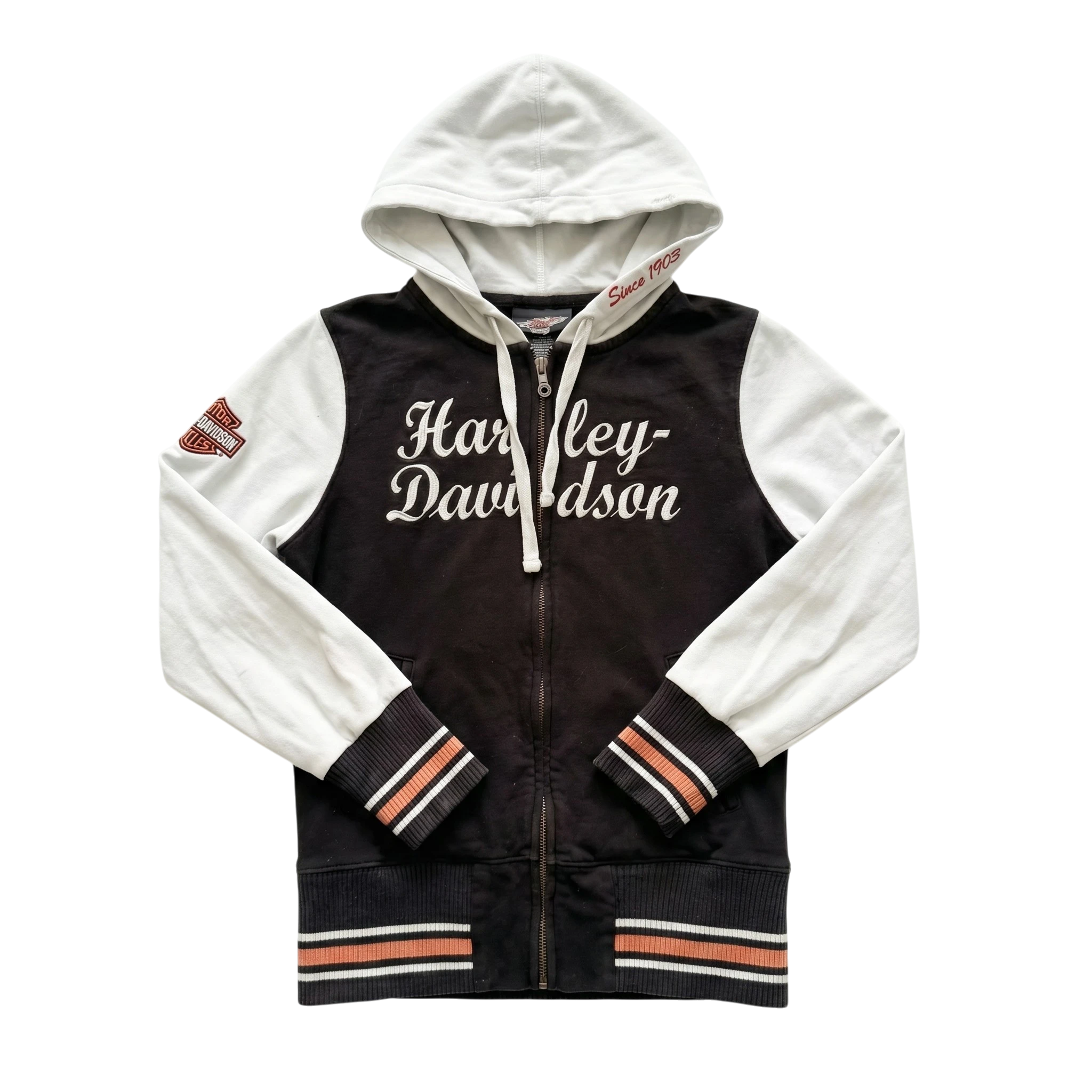 Harley Davidson Bluza Damska Zapinana Biało-Czarna S Vintage - widok ogólny przód vintage