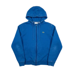 Lacoste Bluza z Kapturem Zapinana Niebieska L Vintage Retro - widok ogólny przód vintage