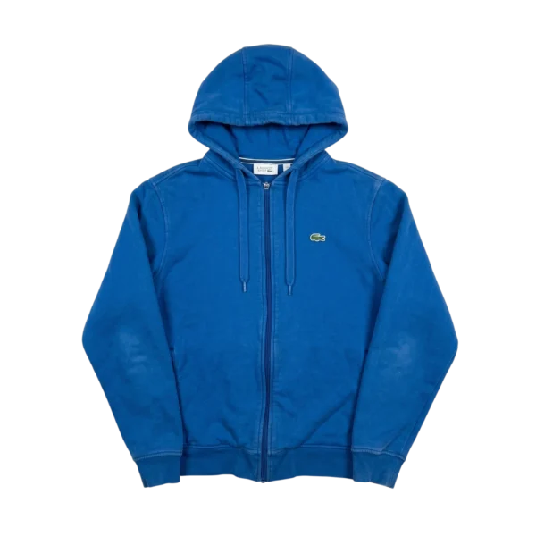Lacoste Bluza z Kapturem Zapinana Niebieska L Vintage Retro - widok ogólny przód vintage