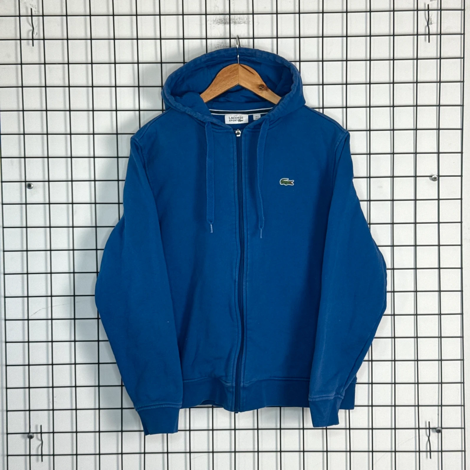 Lacoste Bluza z Kapturem Zapinana Niebieska L Vintage Retro - zdjęcie 2