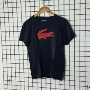Lacoste T-shirt Niebieski z Logo M Vintage Streetwear Czarny - zdjęcie 3