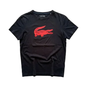 Lacoste T-shirt Niebieski z Logo M Vintage Streetwear Czarny - widok ogólny przód vintage