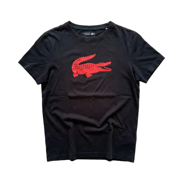 Lacoste T-shirt Niebieski z Logo M Vintage Streetwear Czarny - widok ogólny przód vintage