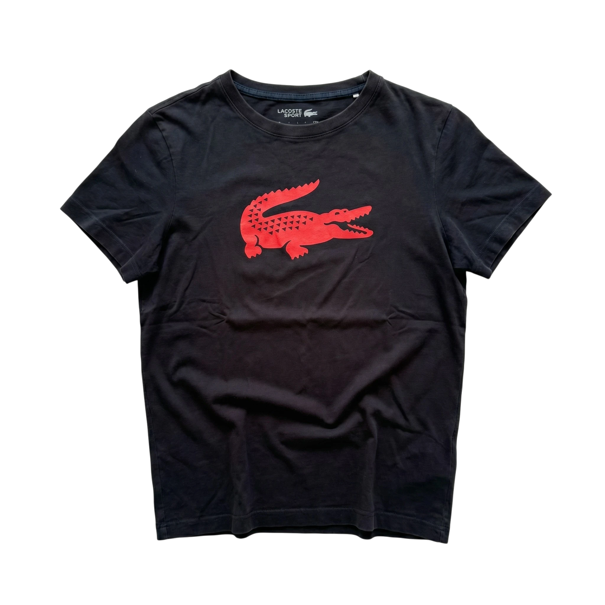 Lacoste T-shirt Niebieski z Logo M Vintage Streetwear Czarny - widok ogólny przód vintage