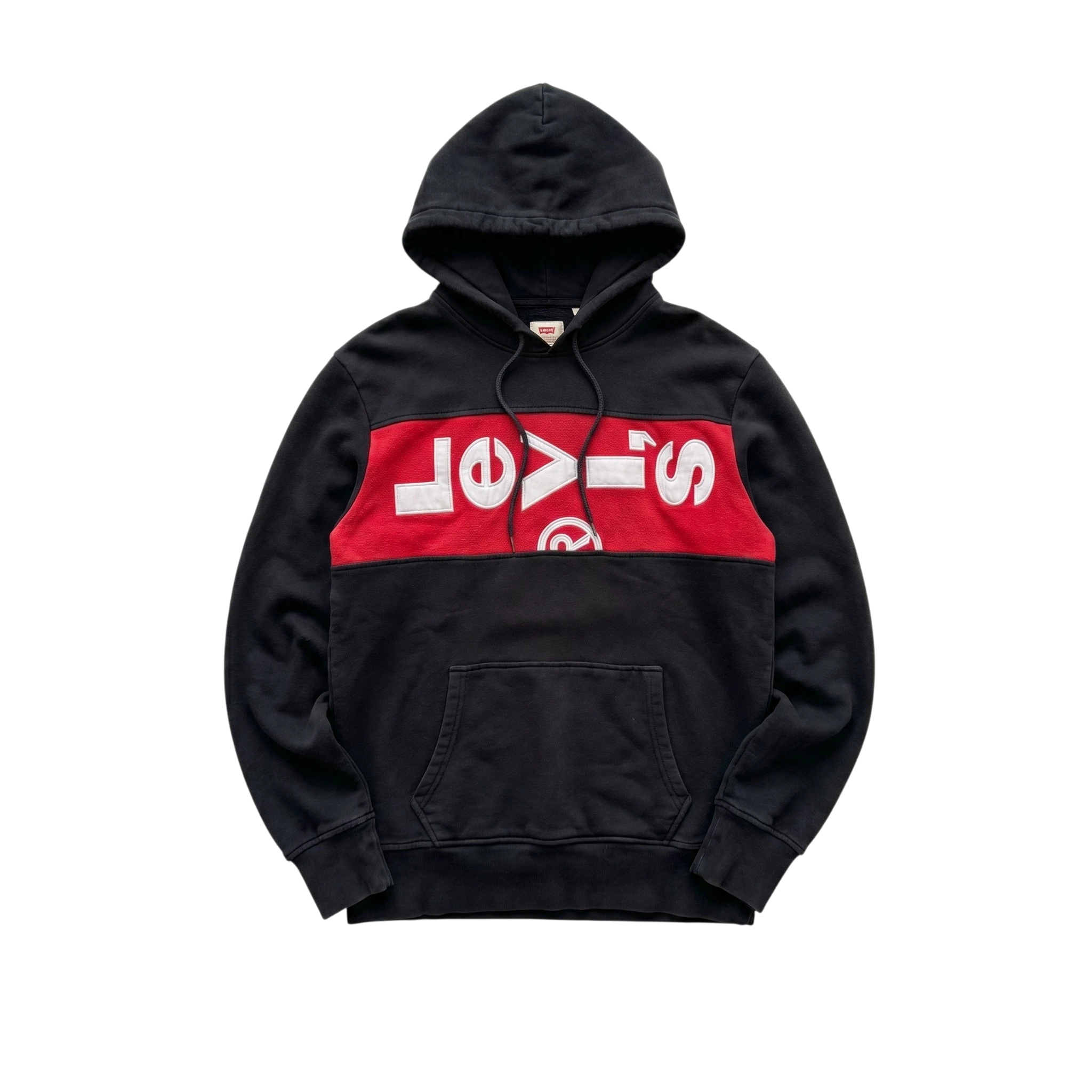 Levi's Bluza Hoodie Czarna z Haftem M Vintage Streetwear - widok ogólny przód vintage