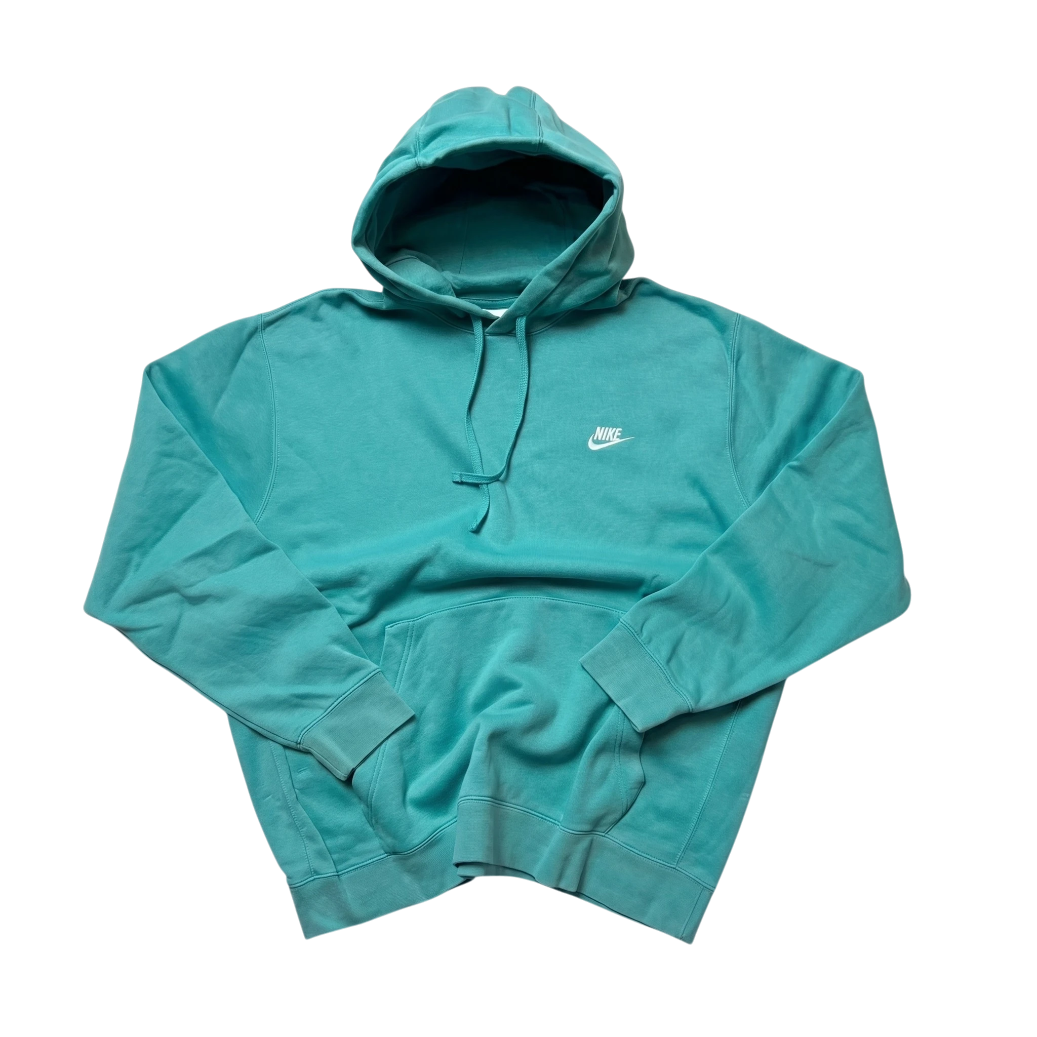 Nike Bluza z Kapturem Turkusowa Mini Swoosh XL Vintage Retro - widok ogólny przód vintage