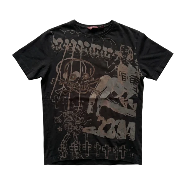 Opium Koszulka Haft w Czaszki M Vintage Retro Streetwear - widok ogólny przód vintage