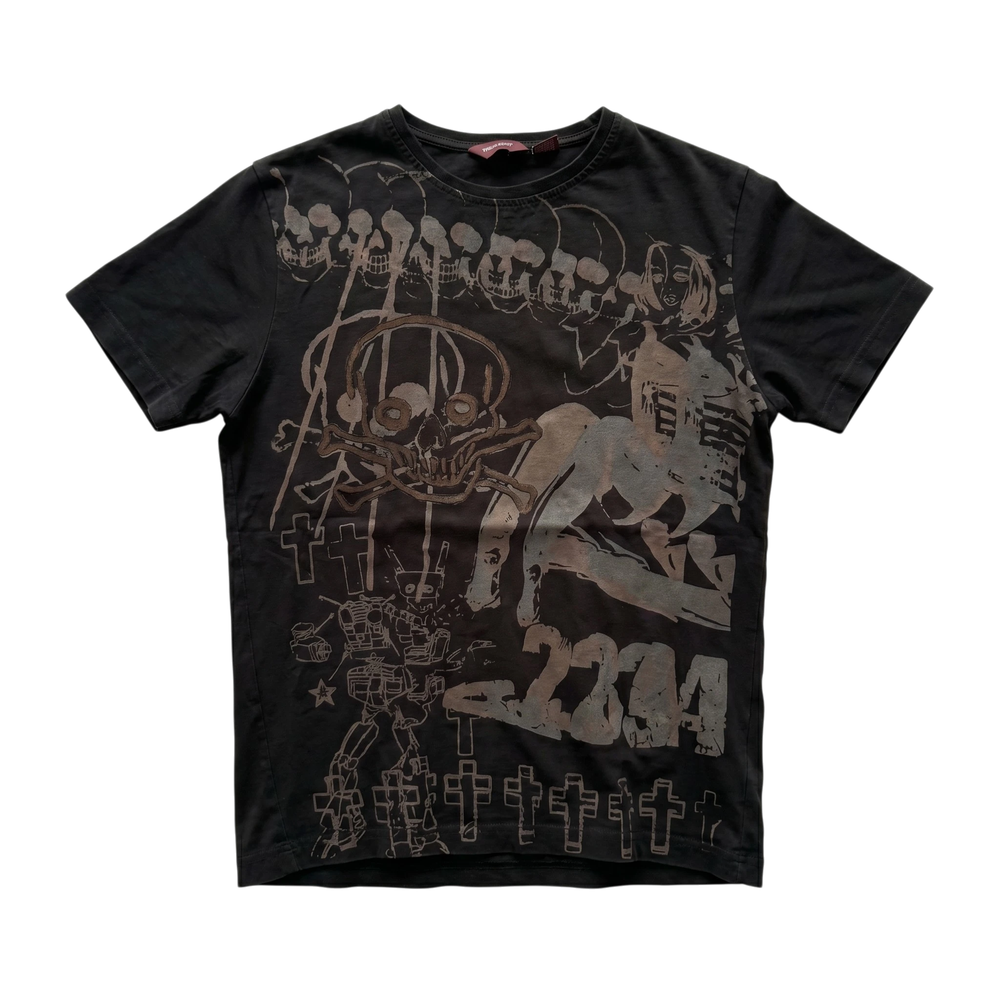 Opium Koszulka Haft w Czaszki M Vintage Retro Streetwear - widok ogólny przód vintage