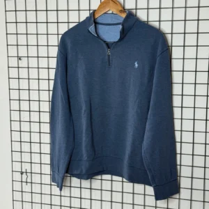 Ralph Lauren Bluza 1/4 Zip Granatowa XL Vintage Streetwear - zdjęcie 4