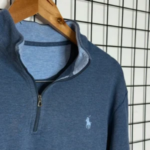 Ralph Lauren Bluza 1/4 Zip Granatowa XL Vintage Streetwear - zdjęcie 5