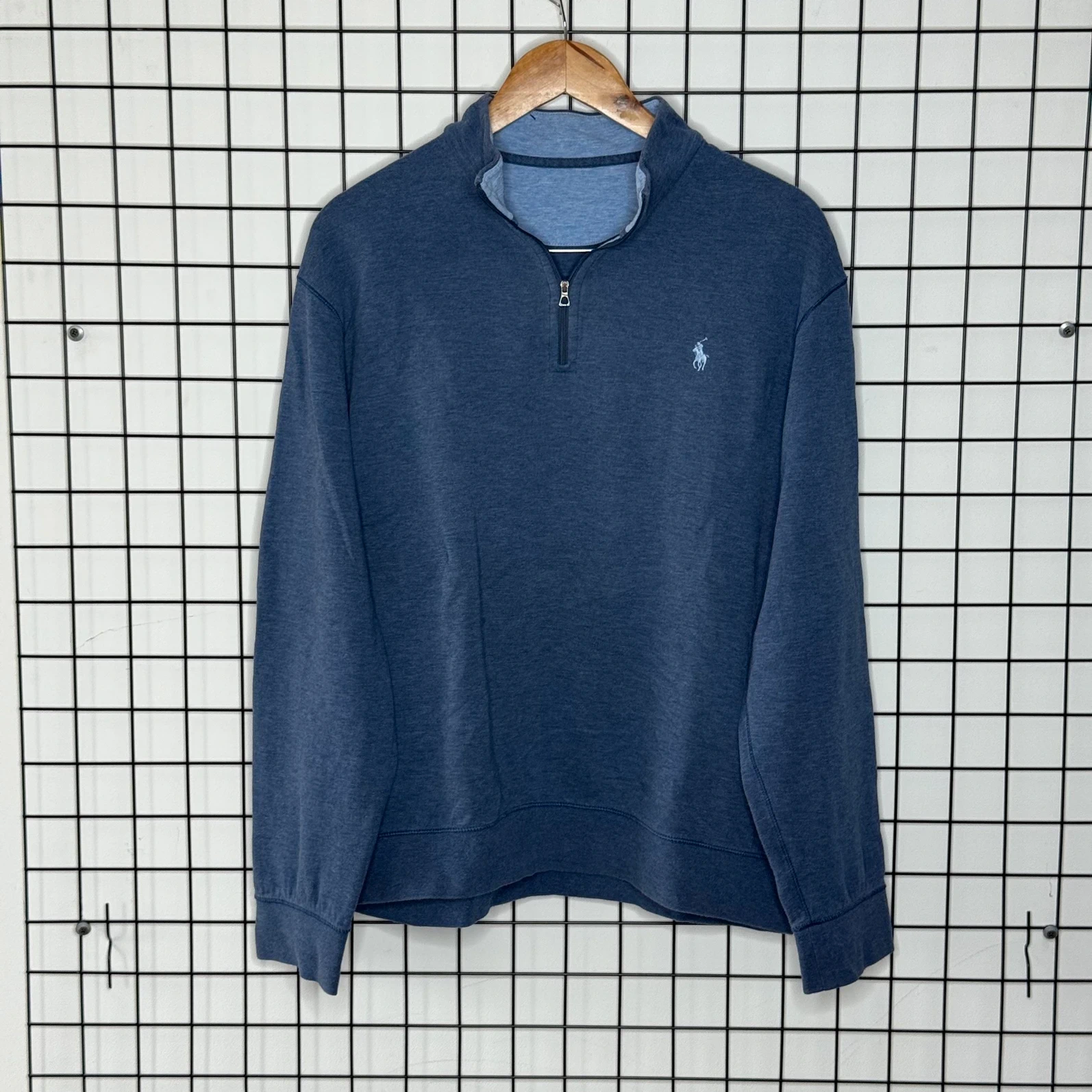 Ralph Lauren Bluza 1/4 Zip Granatowa XL Vintage Streetwear - zdjęcie 2