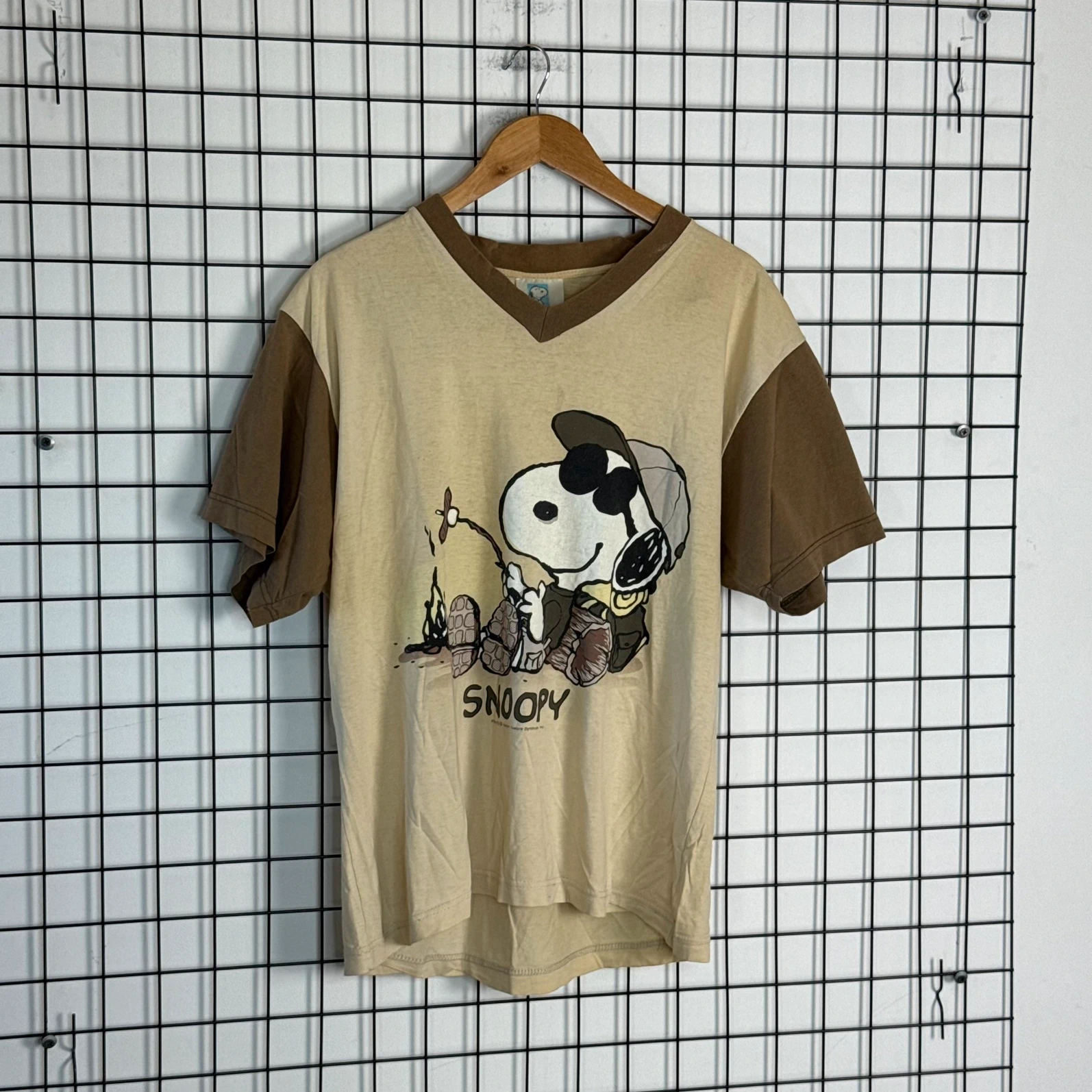 Snoopy Koszulka Peanuts Beżowa M Vintage Retro Streetwear - zdjęcie 4