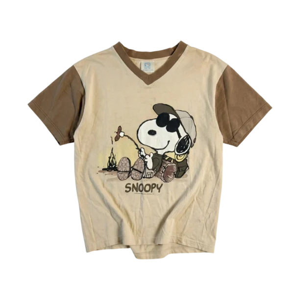 Snoopy Koszulka Peanuts Beżowa M Vintage Retro Streetwear - widok ogólny przód vintage