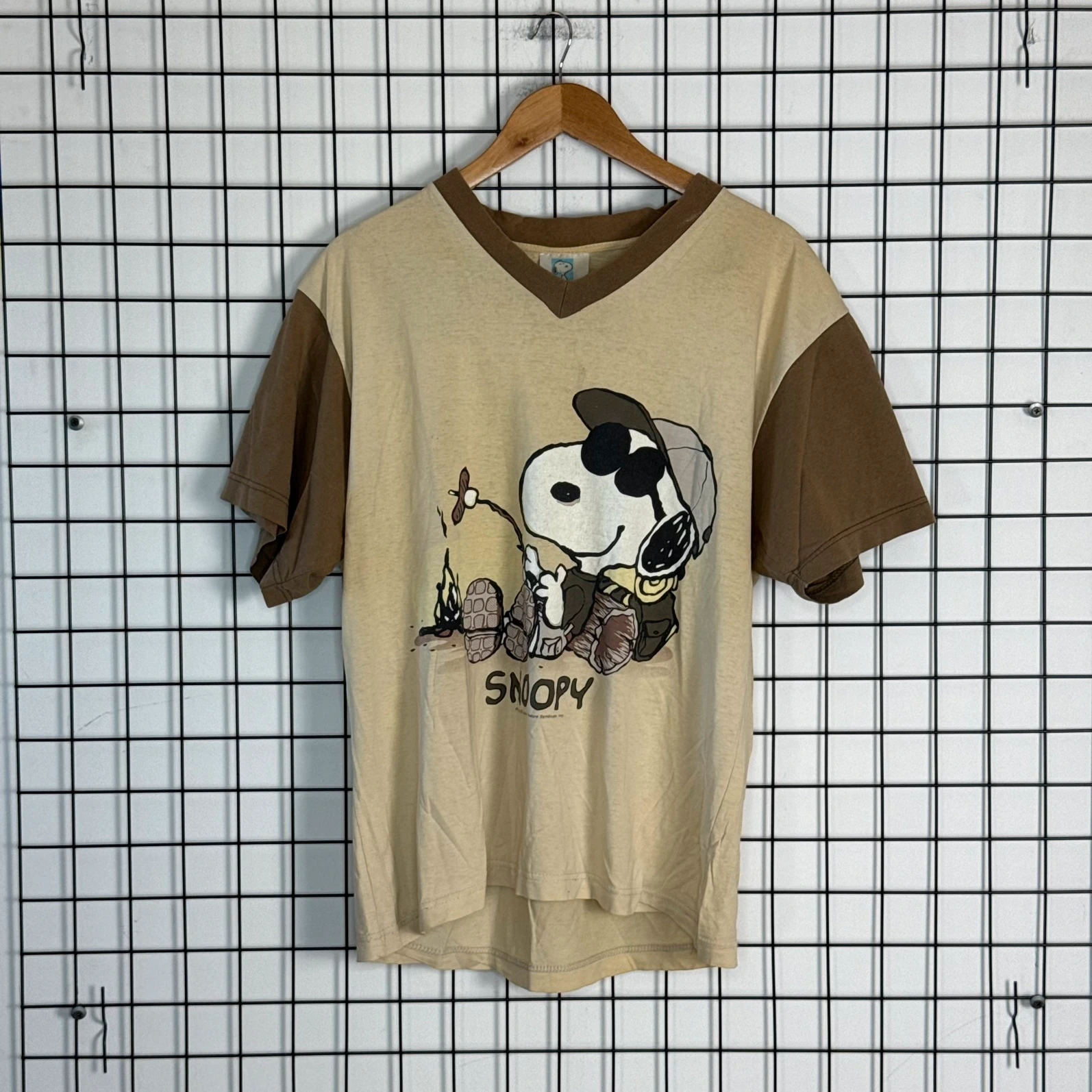 Snoopy Koszulka Peanuts Beżowa M Vintage Retro Streetwear - zdjęcie 2
