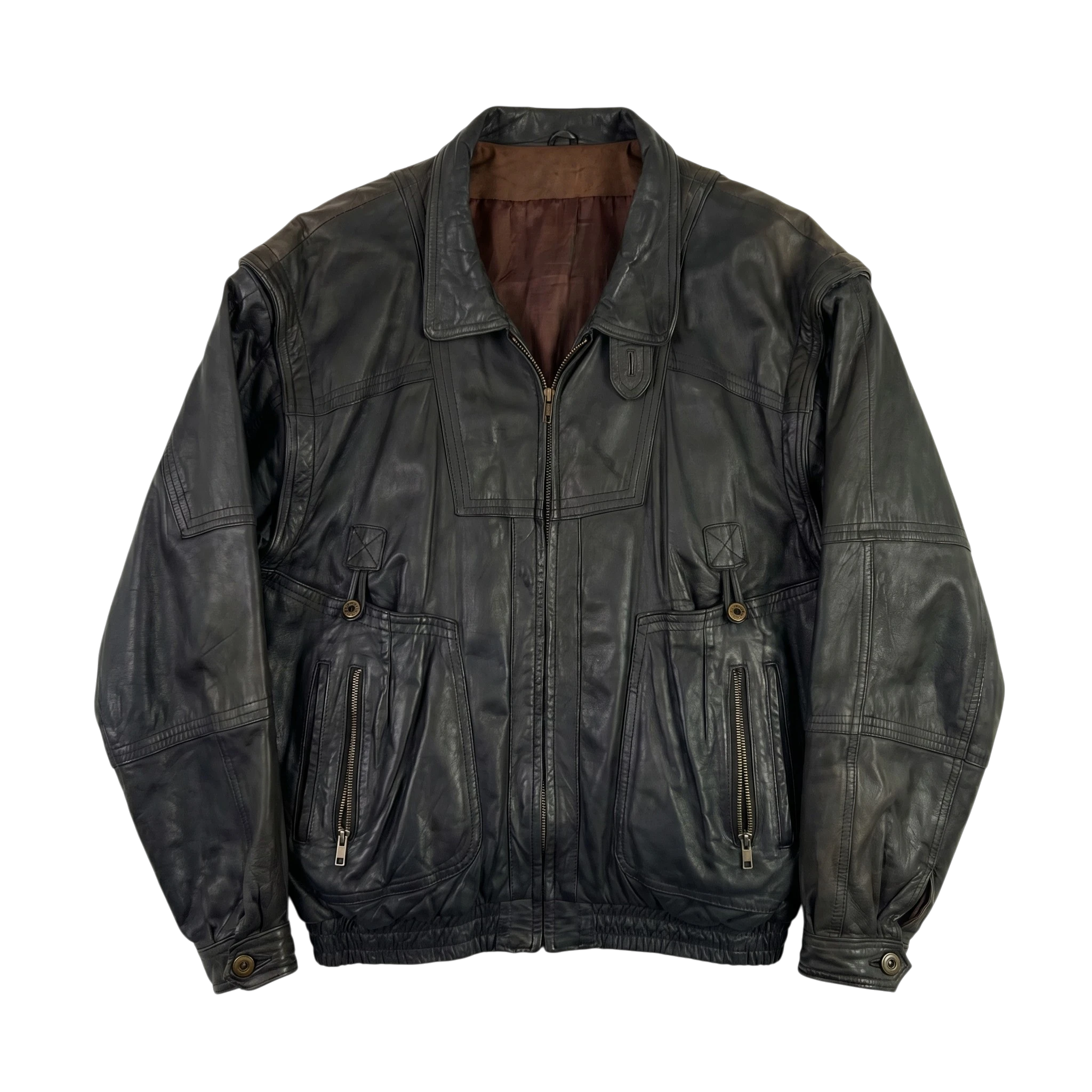 Vintage Love Kurtka Skórzana Bomberka Czarna L Vintage - widok ogólny przód vintage