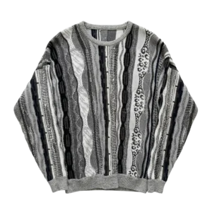 Vintage Love Sweter Warkocz Szary L Vintage Retro Streetwear - widok ogólny przód vintage