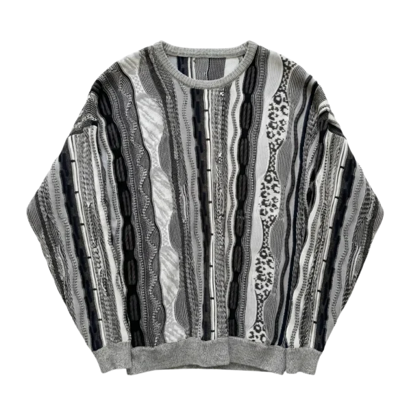 Vintage Love Sweter Warkocz Szary L Vintage Retro Streetwear - widok ogólny przód vintage
