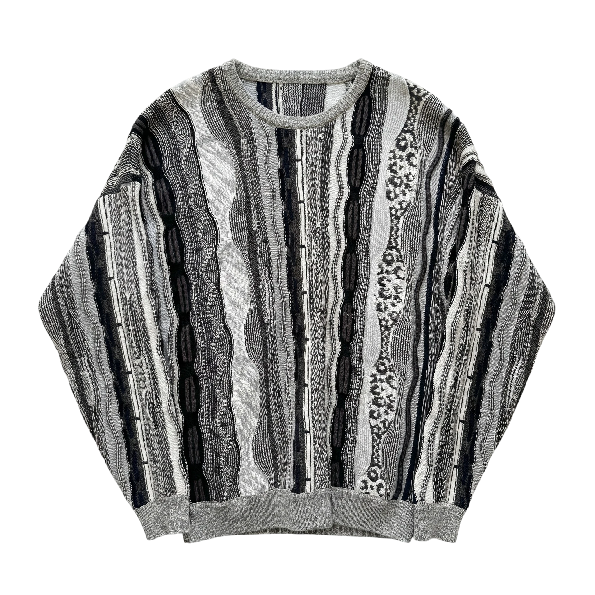 Vintage Love Sweter Warkocz Szary L Vintage Retro Streetwear - widok ogólny przód vintage