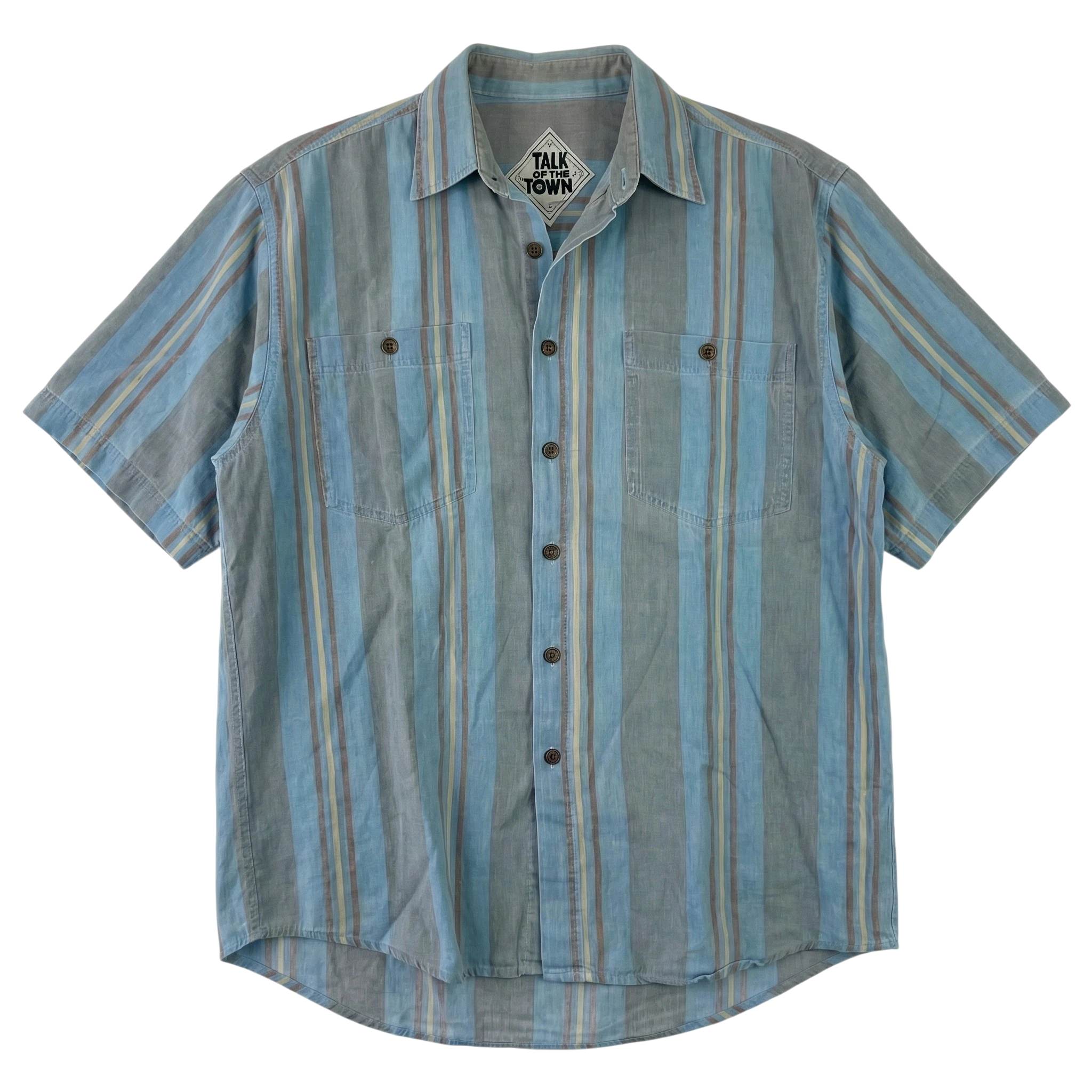 WORKWEAR Koszula w Paski Retro XL Vintage Streetwear - widok ogólny przód vintage